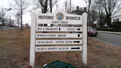 Ipswich MA market square directional sign
