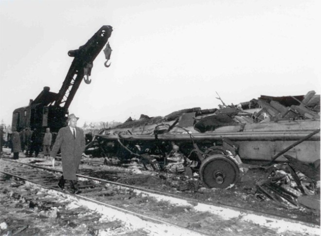 The train that Charlotte was riding in on that snowy morning was demolished.
