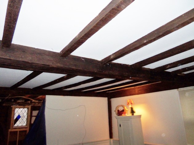 Ceiling in the front room, north side