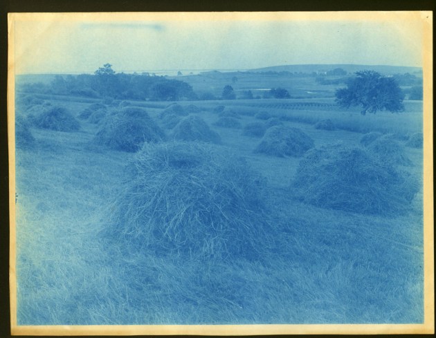 Hay stacks cyanotype by Arthur Wesley Dow
