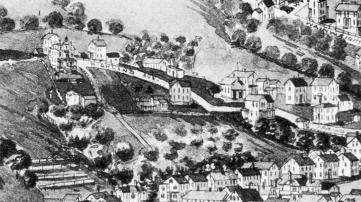 1893 Birdseye Map of Ipswich.