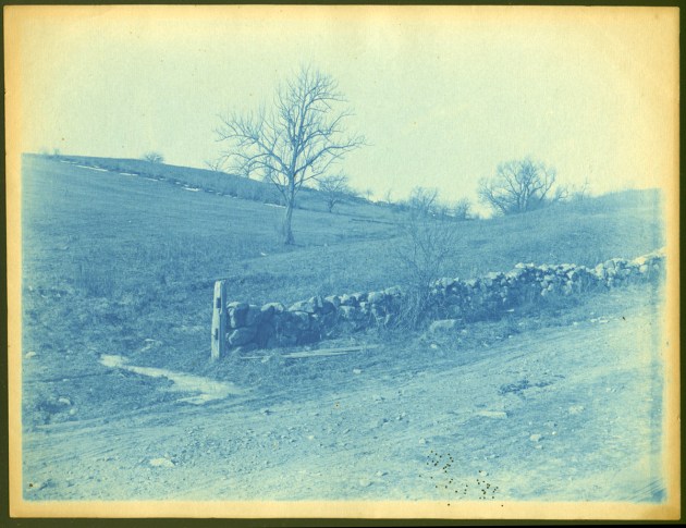 Stone wall and field cyanotype by Arthur Wesley Dow