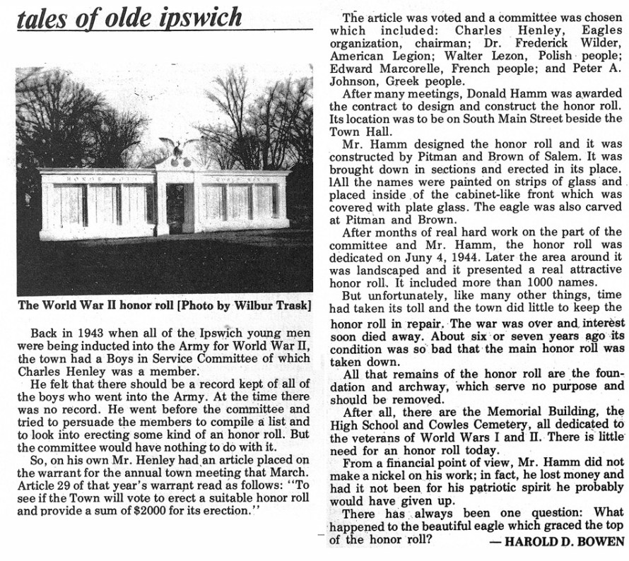 Veterans Memorial in Ipswich