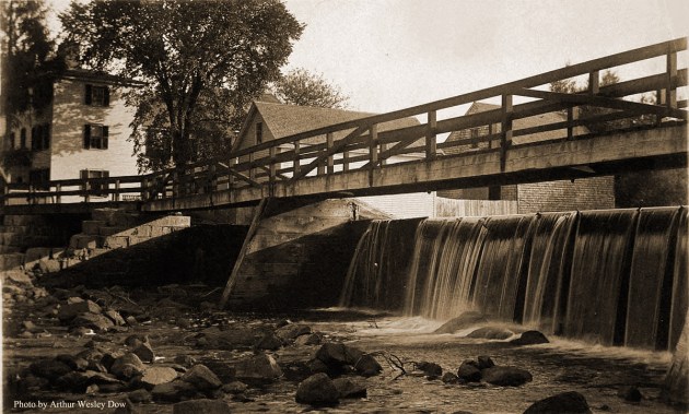 Footbridge from South Main to the Mill, circa 1900. Photo by Arthur Wesley Dow.