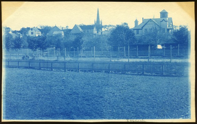 Three churches in Ipswich cyanotype by Arthur Wesley Dow