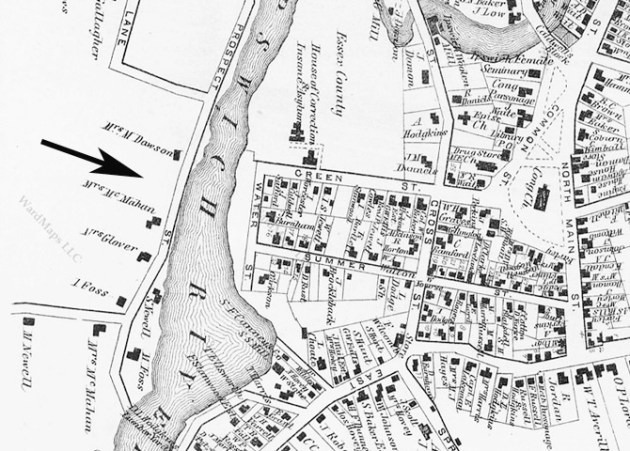 Closeup from the 1872 Ipswich village map, indicates that the house at 49 Turkey Shore Rd. had not yet been built.