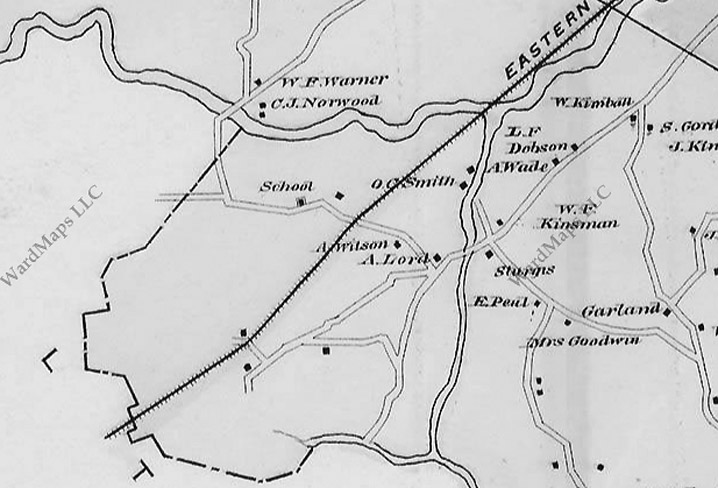 1884 ipswich map showing Waldingfield and County Roads