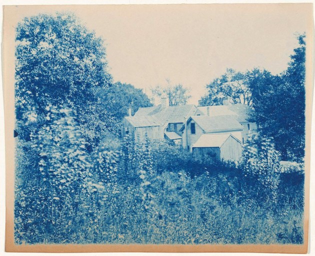 Cluster of buildings cyanotype by Arthur Wesley Dow