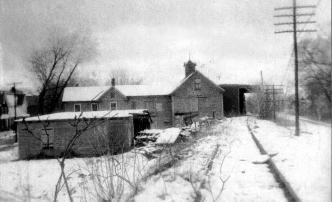 This coal barn sat along the tracks across from Brown Square and burned in 1976 in a spectacular fire. It was built by George B. Brown as a gristmill.