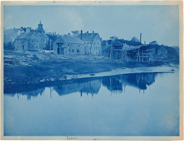 Essex boat yard cyanotype by Arthur Wesley Dow