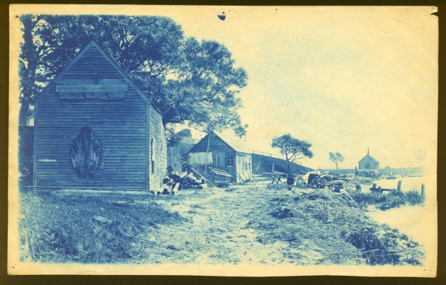 Road by river cyanotype by Arthur Wesley Dow