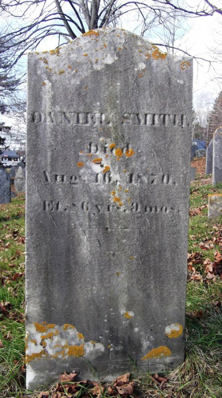 Tombstone of Daniel Smith at the Old North Burying Ground in Ipswich
