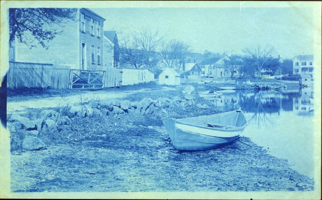 Boat on the River at Water Street cyanotype by Arthur Wesley Dow