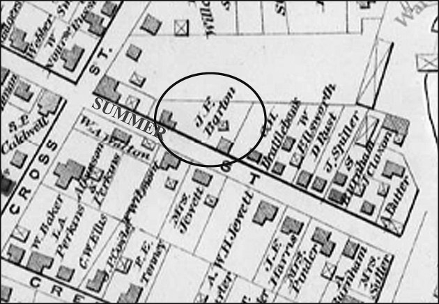 1884 map of Ipswich, with closeup of Summer St.