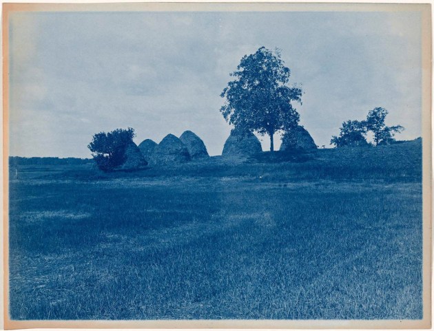 Hay stacks cyanotype by Arthur Wesley Dow