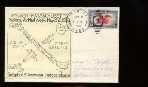 Ipswich to Marietta postcard