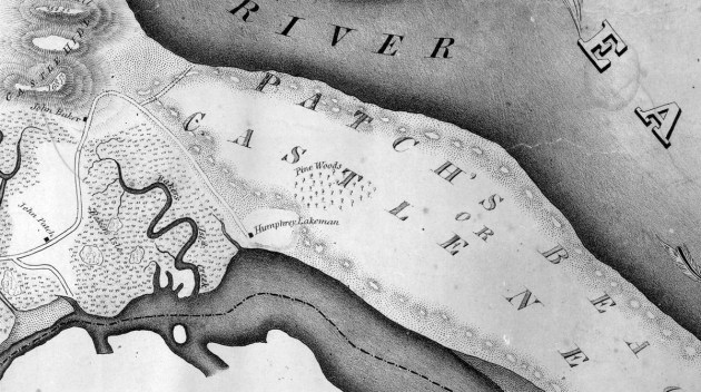 The 1832 Ipswich map shows a pine woods behind the Lakeman farm on Castle Neck.