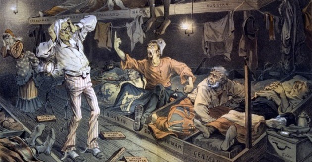 Political cartoon in the humor magazine, Puck