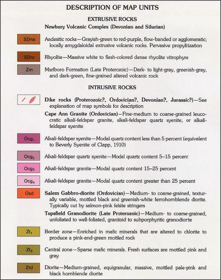 Color-coded explanation chart for the Ipswich bedrock map