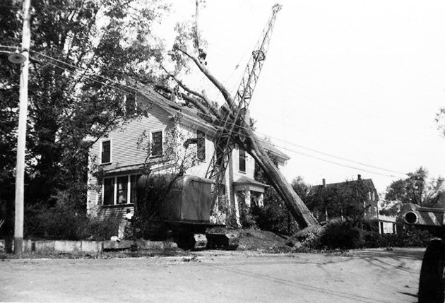 During the 1938 hurricane, a large elm crashed into the roof of 62 East St.