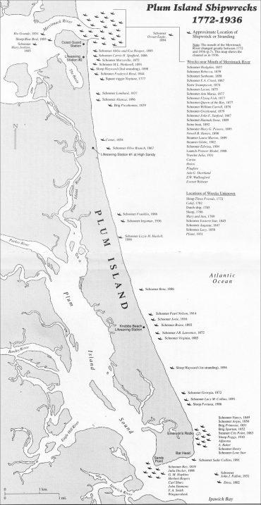 Shiprecks map of Plum Island MA