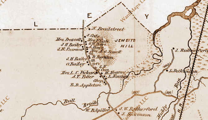 Ipswich Village in the 1872 town map