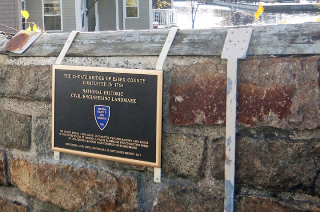 Plaque awarded by the American Society of Civil Engineers to the Choate Bridge.