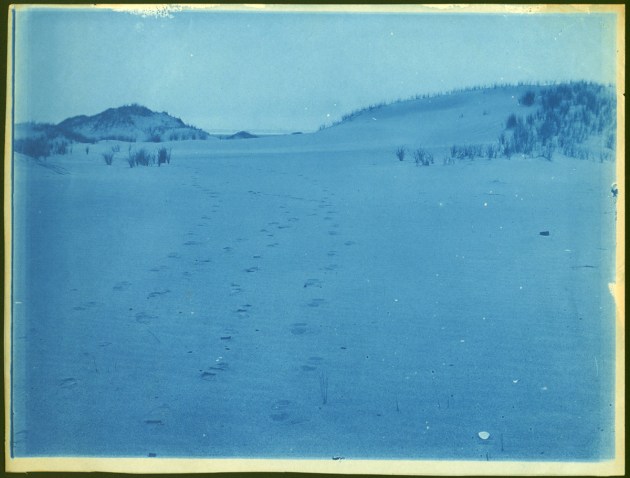 Dunes and snow cyanotype by Arthur Wesley Dow