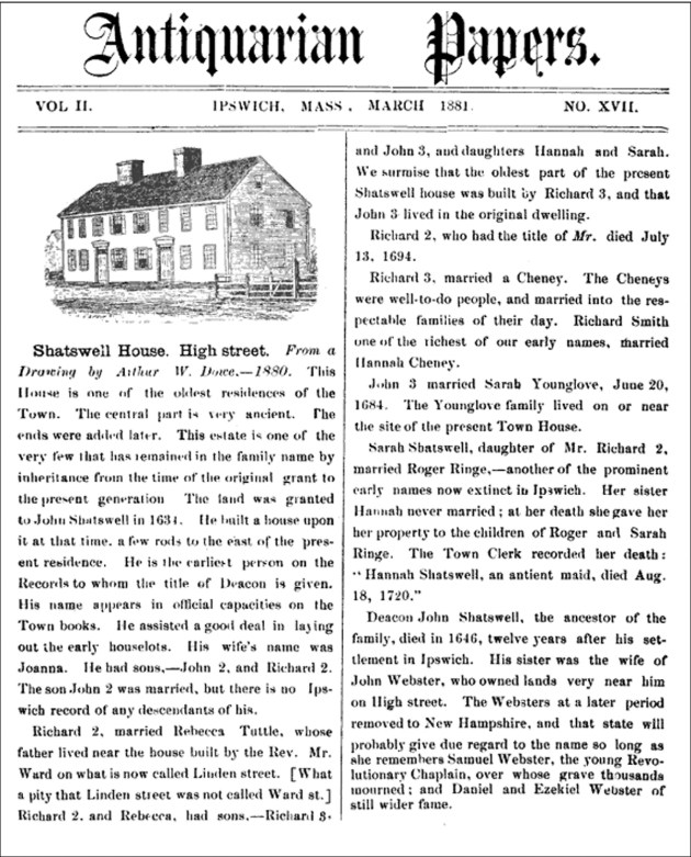 Antiquarian Papers, Shatswell House