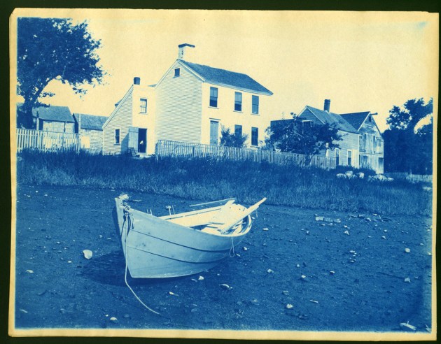 Water Street house and boat cyanotype by Arthur Wesley Dow