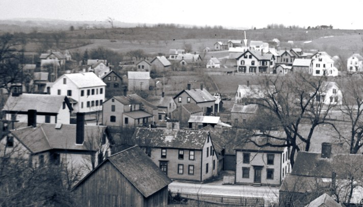 View of Maple Avenue from the hill behind High St.