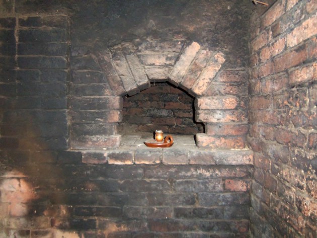 The William Caldwell house has three massive fireplaces downstairs, each with two small beehive ovens.