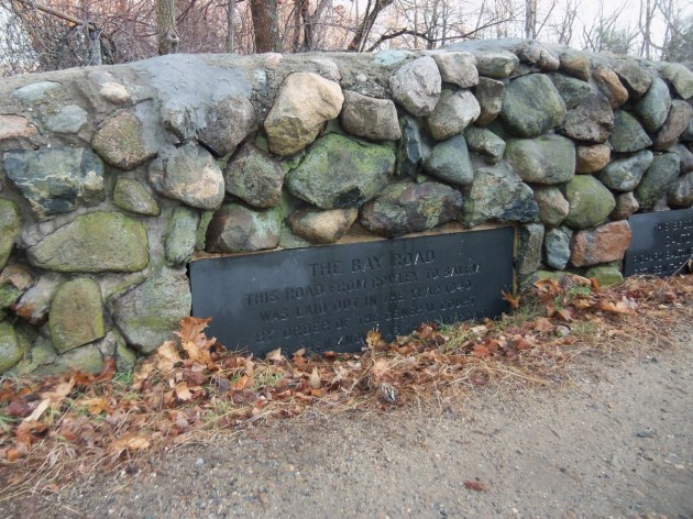 Bay Road plaque on the small Saltonstall bridge near the Ipswich YMCA.