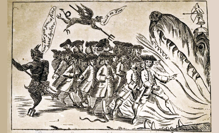 Cartoon portraying Loyalist John Calef as a calf