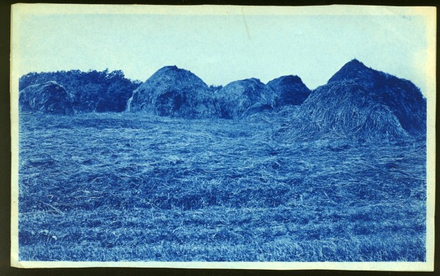 Hay piles cyanotype by Arthur Wesley Dow