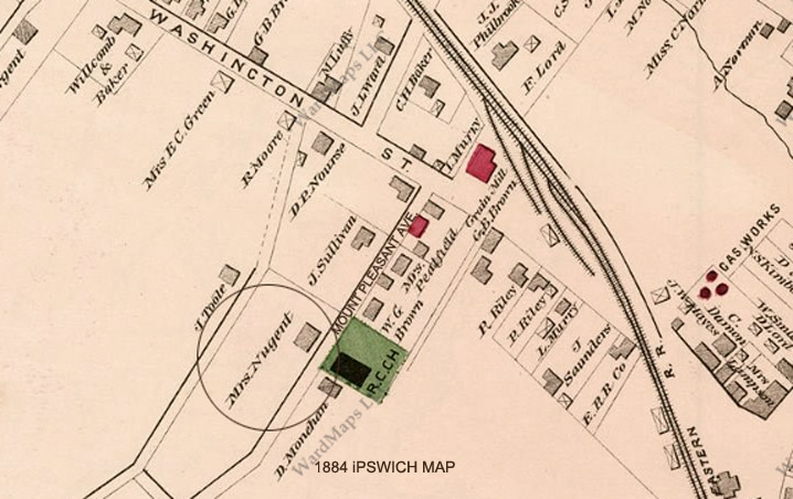 1884 map of Mount Pleasant Avenue in Ipswich
