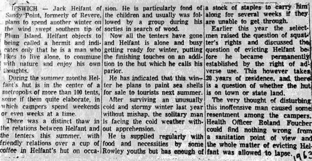 Jack Helfant, the hermit of Sandy Beach