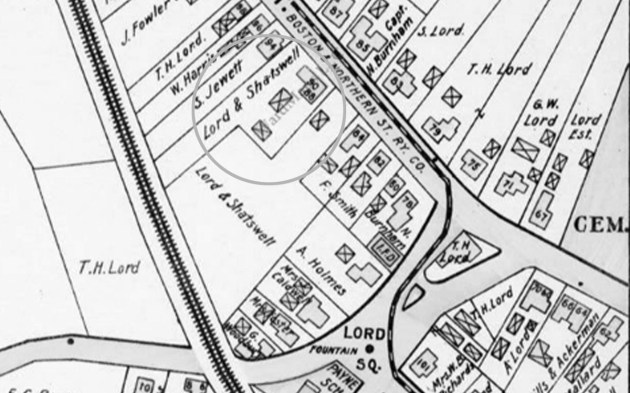 1910 Ipswich map of Lord Square