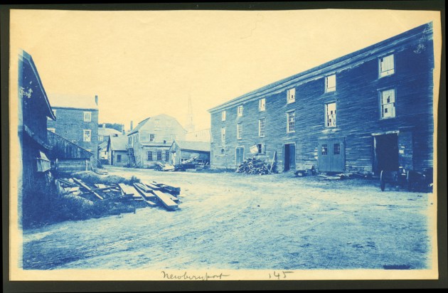 Newburyport wharf building cyanotype by Arthur Wesley Dow