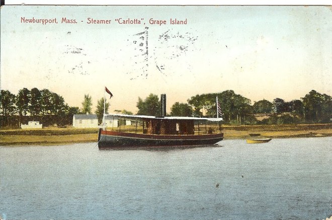 The steamship Carlotta sailed daily from the Ipswich Town Wharf to Grape Island and Plum Island