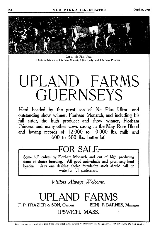 Upland Farms Ipwich ma, F. P. Frazier and Sons owners