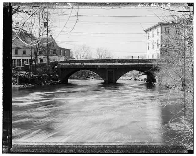 East side of bridge - Choate Bridge, Spanning Ipswich River at South Main Street Choate Bridge, Historic American Engineering Record (HAER), Library of Congress