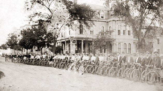 Bactory workers with bicycles in Lawarence MA