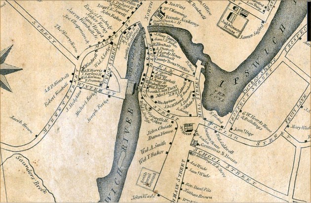 Map of old stone mill in Ipswich MA