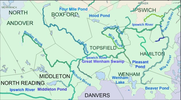 The Ipswich River Wateshed map