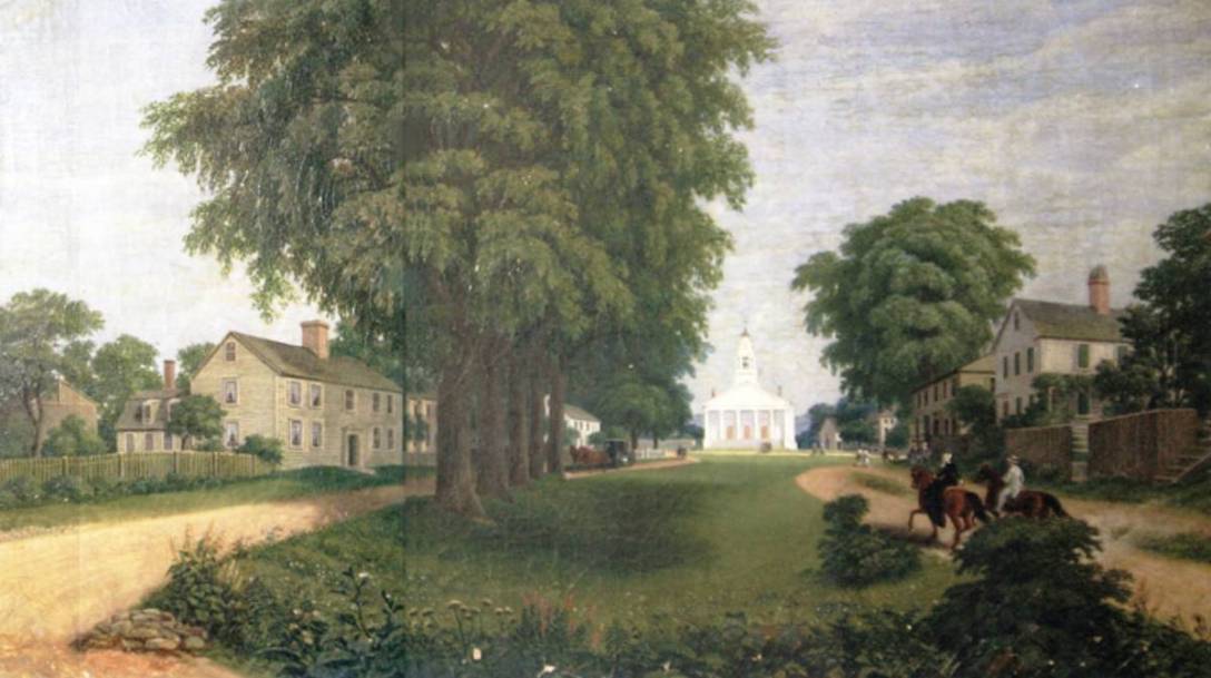 Stylized painting of the Ipswich South Green