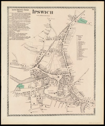 1872 Ipswich MA center map