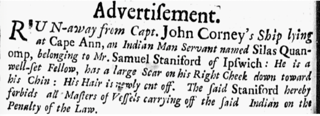 Runaway slave Silas Quanomp