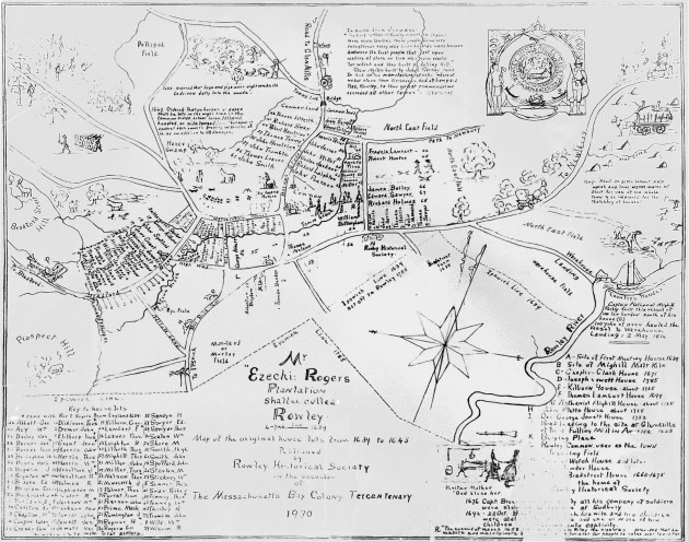 Map o Mr. Ezekiel Rogers' Plantation produced for the 930 Massachusetts Colony Tercentenary