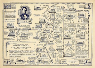 Map of Abraham Lincoln's 1848 visit to Massachusetts